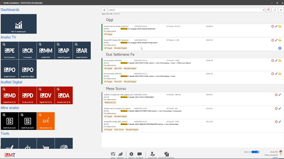 MCS*Tv: Analisi Programmi e Analisi Rubriche.