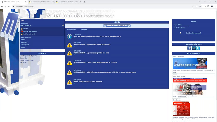 MCS*Tv: Cronologico Tv, Auditel Minuto x Minuto e Analisi Punti Ora.
